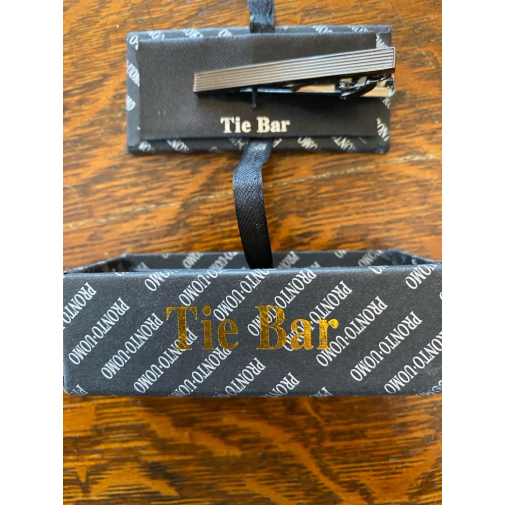 Men's Pronto Uomo Tie Bar, Black & Silver